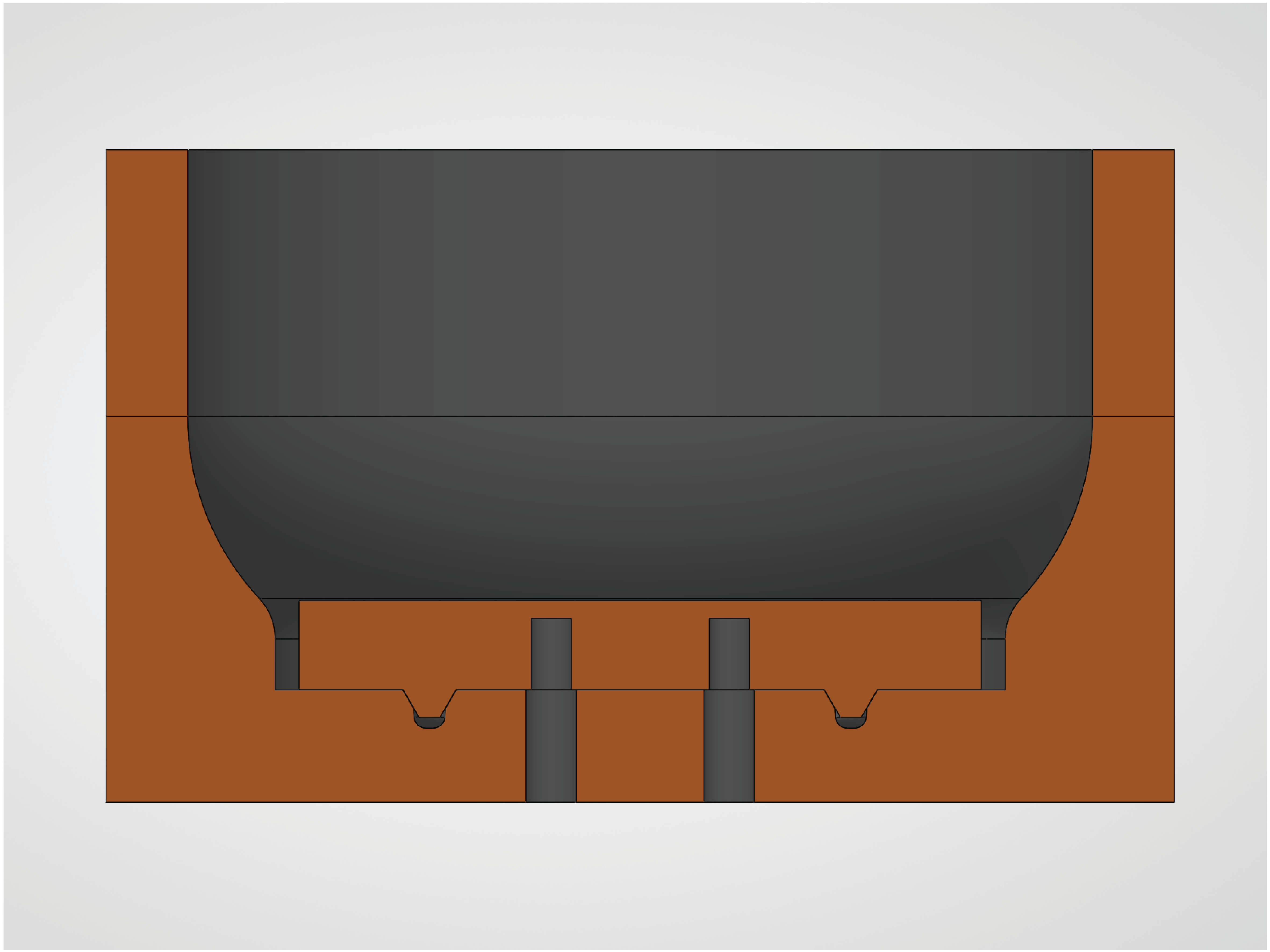 CAD wireframe of the dome tool
